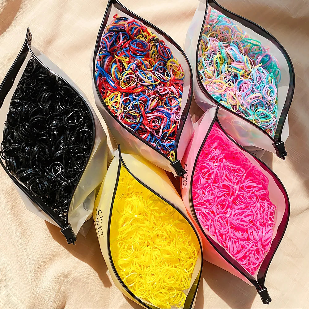 500Pcs Colorful Elastic Hair Bands for Girls - Fun Disposable Ponytail Holders for Kids