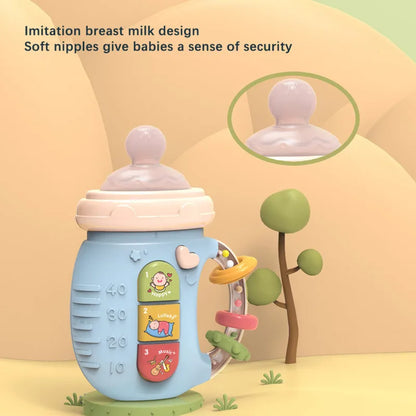 Interactive Musical Baby Bottle with Teether and Rattles - Engaging Mobile Toy for Infants 0-12 Months