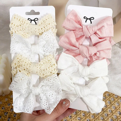 Adorable Girls' Cute Print Hairpins Set - 4/5 Pcs Sweet Cotton Bow Clips for Kids Hair Accessories, Perfect Gift & Wholesale