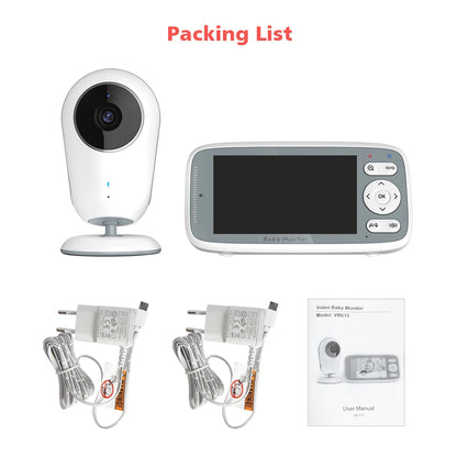 4-Inch HD Video Baby Monitor with 3X Digital Zoom, Two-Way Audio, Auto Night Vision, and Temperature Monitoring - Model VB615