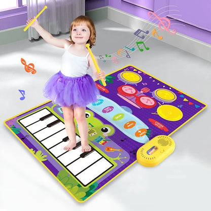 Interactive 2-in-1 Musical Floor Mat with Piano and Drum Features for Infants and Toddlers