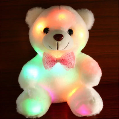 22CM Colorful Glowing Plush Bear - Luminous Stuffed Toy for Kids, Perfect Christmas Gift for Girls