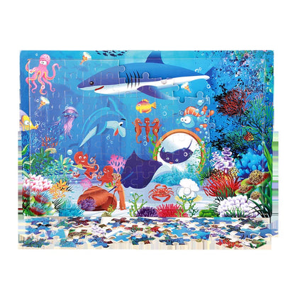 100-Piece Wooden Animal Jigsaw Puzzles - Farm and Dinosaur Themes for Early Education and Montessori Learning Toys for Kids