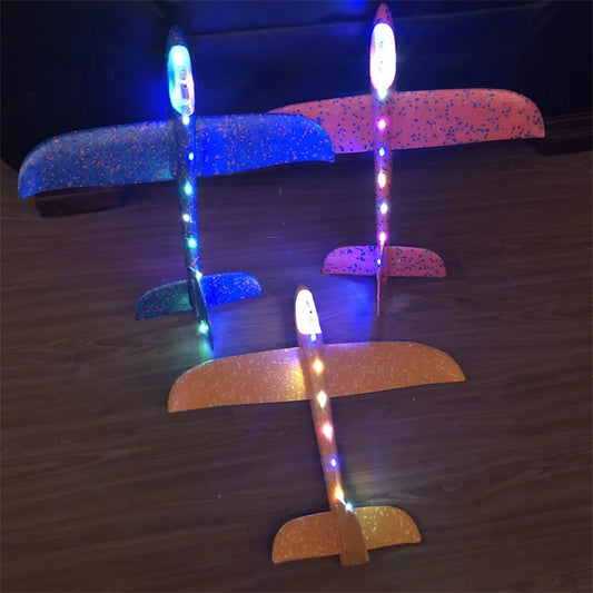48CM LED Foam Glider Plane - Hand-Throw Flying Aircraft Model for Kids - Durable EPP Design Perfect for Outdoor Fun and Parties