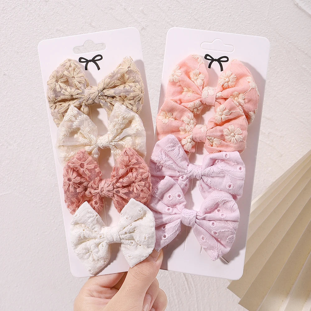 Adorable 4-Piece Bowknot Hairpin Set for Baby Girls – Charming Pastoral Style Clips