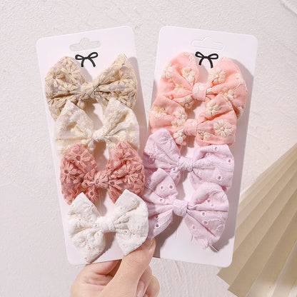 Adorable 4-Piece Bowknot Hairpin Set for Baby Girls – Charming Pastoral Style Clips