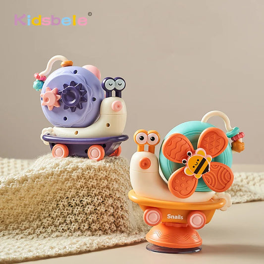 Montessori Bath Sensory Playset for Toddlers - Suction Cup Spinner and Snail Windmill - Ideal Gift for Newborns