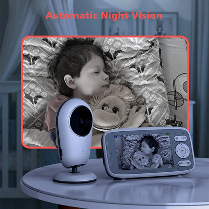 4-Inch HD Video Baby Monitor with 3X Digital Zoom, Two-Way Audio, Auto Night Vision, and Temperature Monitoring - Model VB615