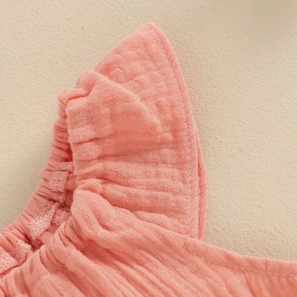 Sleeveless Off-Shoulder Solid Color Jumpsuit for Newborn Baby Girls - Summer Bodysuit
