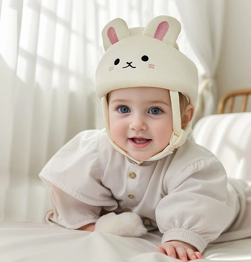 Cute Cartoon Baby Safety Helmet for Toddlers - Adjustable Anti-Fall Head Protection Cap for 0-3 Years