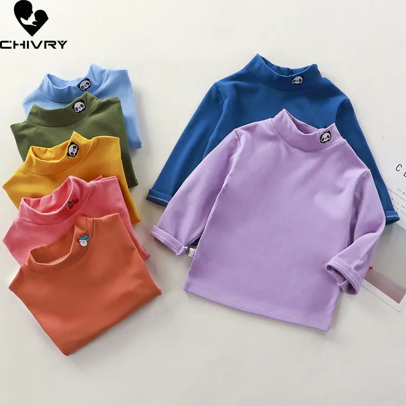 Trendy Solid Long Sleeve Turtleneck T-Shirts for Kids - Spring & Autumn Collection