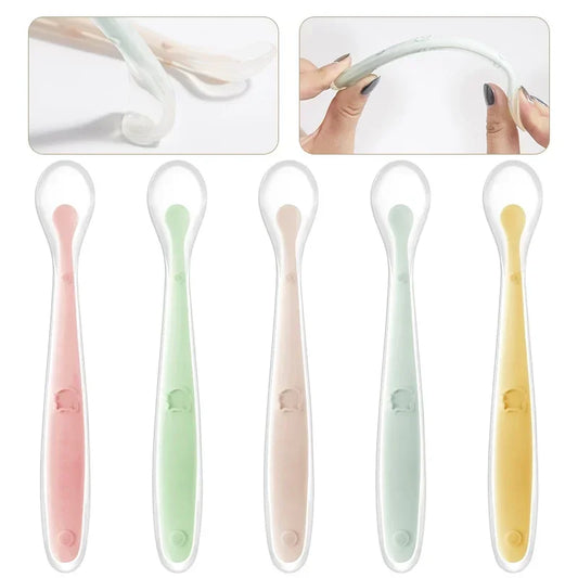 Gentle Silicone Feeding Spoon for Babies and Toddlers - Ideal for Early Solid Food Training and Self-Feeding