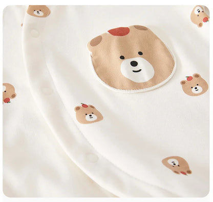 Adorable Cartoon Bear Cotton Romper for Newborn Boys and Girls - Spring Infant One-Piece Bodysuit
