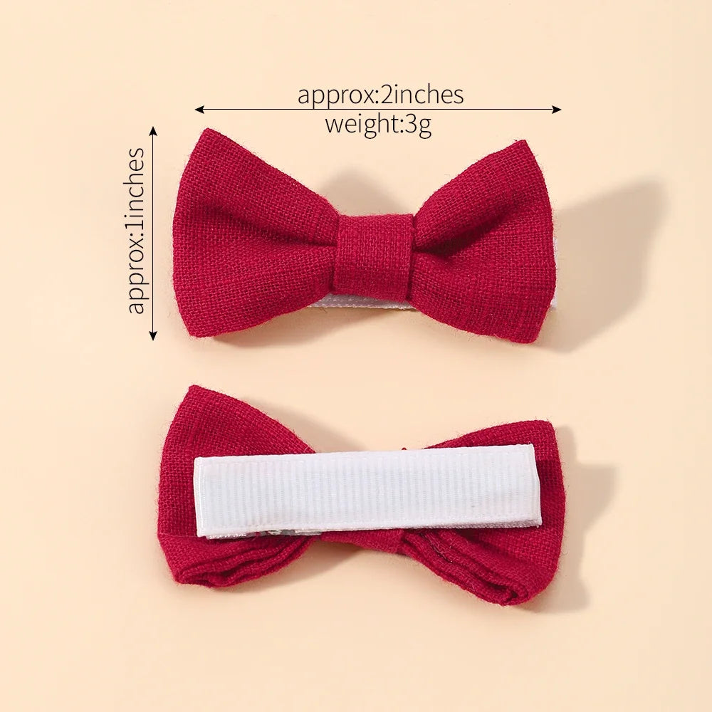 Adorable 2-Pack Mini Hair Bows for Girls - Soft Cotton Hair Clips and Barrettes