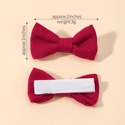 Adorable 2-Pack Mini Hair Bows for Girls - Soft Cotton Hair Clips and Barrettes