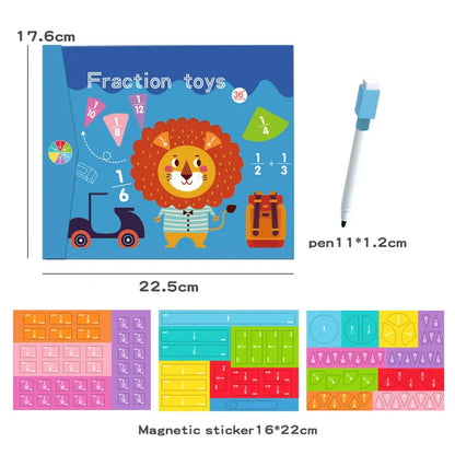 Wooden Magnetic Fraction Learning Math Toys Children Arithmetic Learning Educational Toys Fraction Book Set Parish Teaching Aids