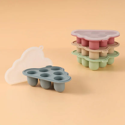 Food Grade Silicone Cloud Deign Ice Mold With Lid Silicone Ice Cube Tray Mold For Breastmilk Popsicle