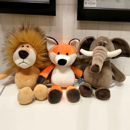 25CM Adorable Jungle Plush Dolls - Kawaii Lion, Elephant, and Monkey Stuffed Animal Toys for Kids and Babies