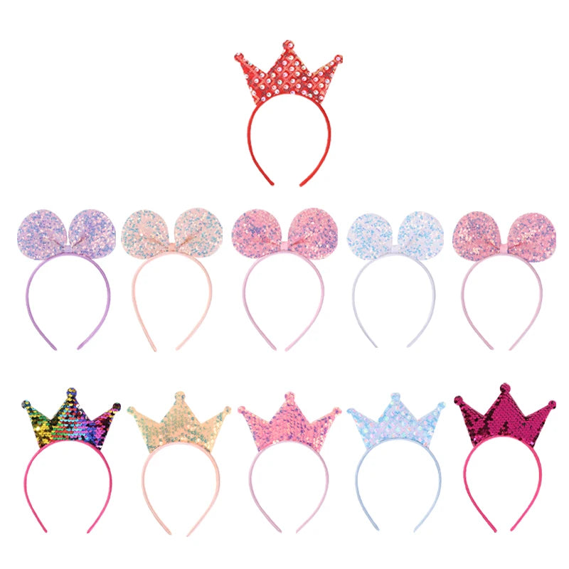 Sparkling Sequin Headband for Girls - Birthday Crown Hair Accessory for Festivals and Parties