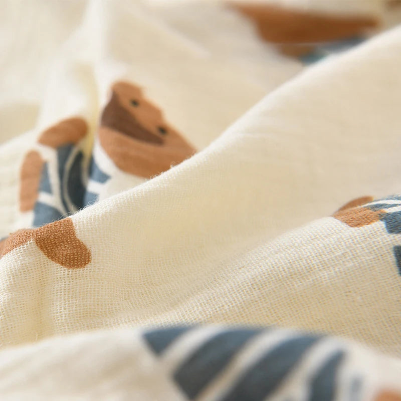 Adorable Cartoon Dog Summer Romper and Hat Set for Babies - Breathable Muslin Jumpsuit for Boys and Girls