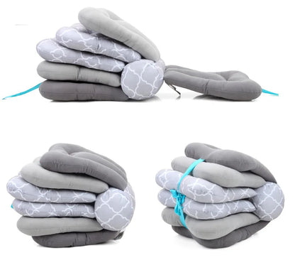 Adjustable Multi-Function Nursing Pillow for Babies - Washable Cotton Feeding Cushion in Pink/Grey/Blue