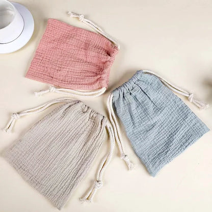 Cotton Baby Diaper Caddy Organizer with String Closure - Essentials for Parents on the Go