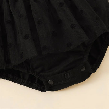 Polka Dot Baby Girls Summer Romper Dress with Mesh Skirt and Headband – Cute Sleeveless Jumpsuit for Infants