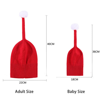 Parent-Child Christmas Hat Big Pompom Mother Kids Knit Beanie Cap Winter Warm Infant Bonnet Girls Boy Xmas Gift Baby Accessories