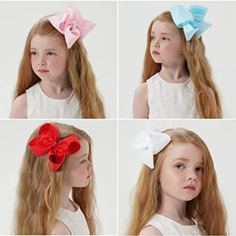 6-Inch Handmade Grosgrain Ribbon Hair Bows with Clips for Girls – Stylish Large Hairpins, Boutique Barrettes, and Kids' Accessories