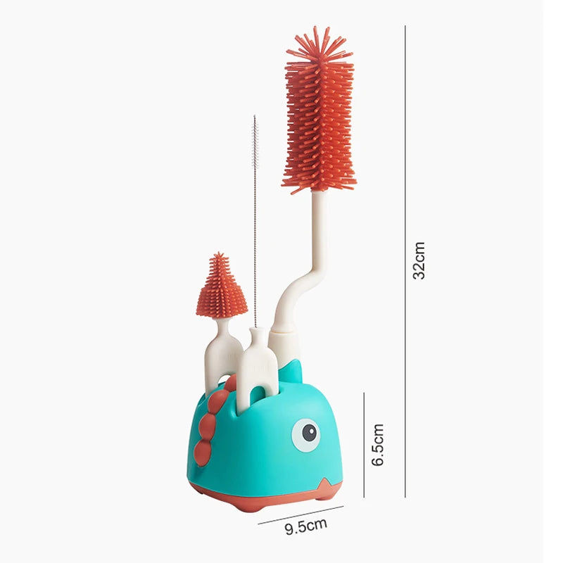 Silicone Bottle Cleaning Brush Baby Pacifier Straw Scrubber Small Brush 360 Degree Glass Cup Washing Kitchen Cleaning Tool Set