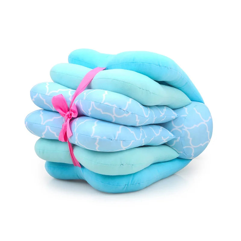 Adjustable Multi-Function Nursing Pillow for Babies - Washable Cotton Feeding Cushion in Pink/Grey/Blue
