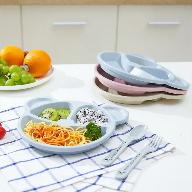 New Fractal Bear Kids Plate Set Easily Attract Kids' Attention Increase Eat Interesting Designed for Children 1 Set Tableware
