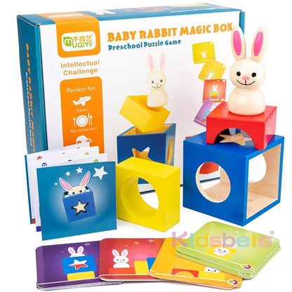 Wooden Magic Box Rabbit Animal Geometric Building Blocks Desktop Game Attractive Eye-catching For Indoor Baby Puzzle Toy