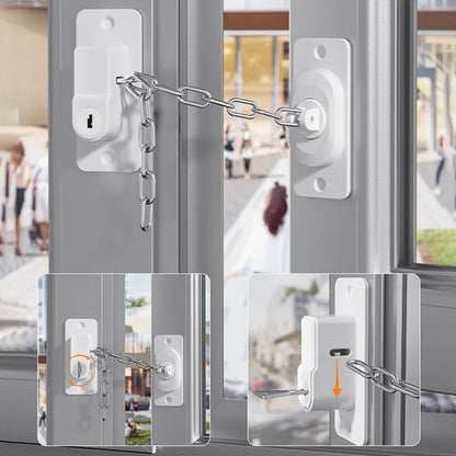 Adjustable Stainless Steel Chain Safety Lock for Children - Window, Cabinet, Door, and Refrigerator Security Protection