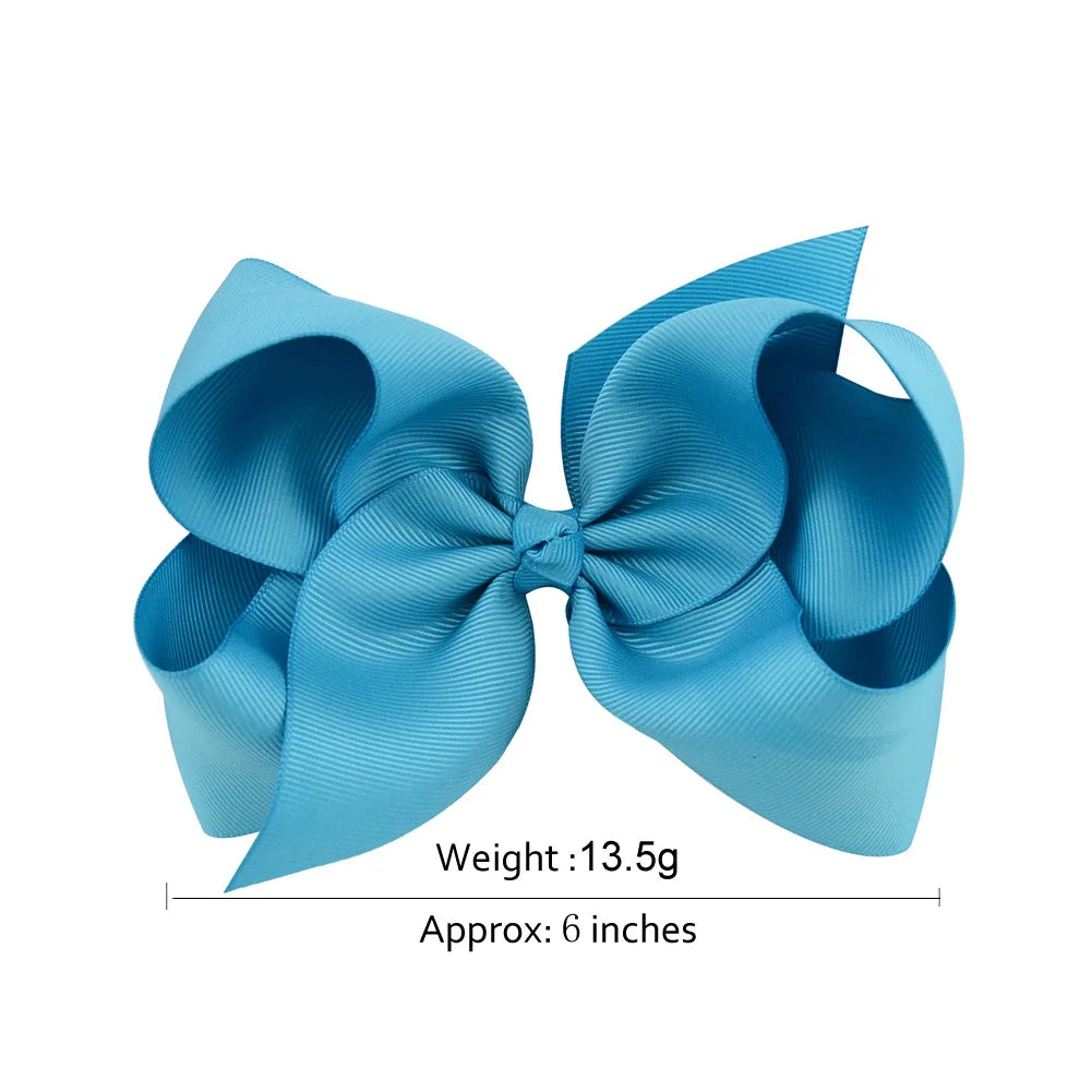 6-Inch Handmade Grosgrain Ribbon Hair Bows with Clips for Girls – Stylish Large Hairpins, Boutique Barrettes, and Kids' Accessories