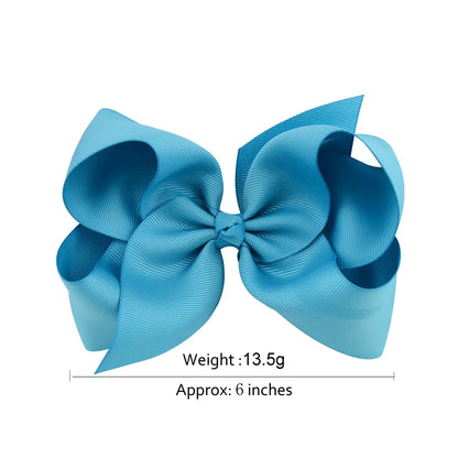 6-Inch Handmade Grosgrain Ribbon Hair Bows with Clips for Girls – Stylish Large Hairpins, Boutique Barrettes, and Kids' Accessories
