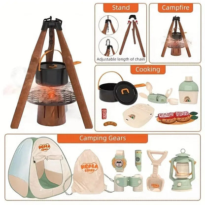 Kids Outdoor Adventure Camping Play Set - Tent, BBQ, Kitchen & Nature Exploration Toys for Toddlers and Children