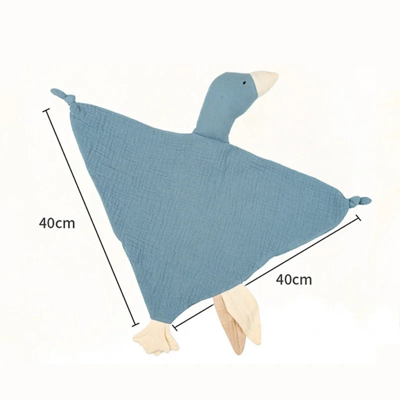 Soft Animal Goose Comfort Blanket and Teether Baby Soother Bib for Nursing and Cuddling