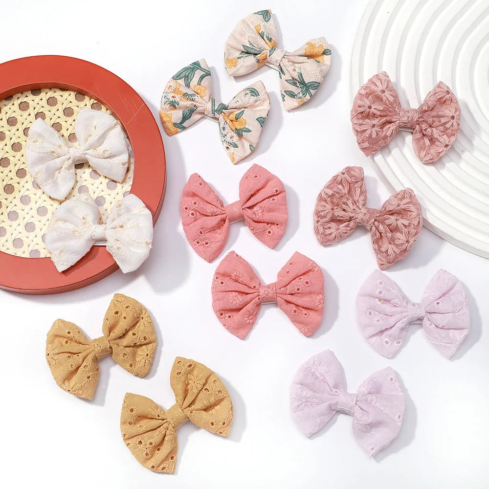 Adorable 2-Pack Mini Hair Bows for Girls - Soft Cotton Hair Clips and Barrettes