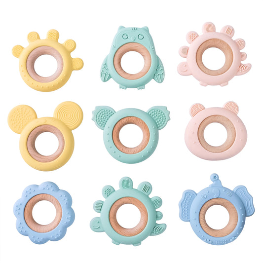 TYRY.HU Cartoon Frog and Deer Silicone Teething Toy Necklace - Baby Gum Soother Gift