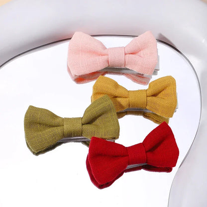 Adorable 2-Pack Kids Bow Hairpins - Soft Cotton Clip-on Accessories for Toddler Girls
