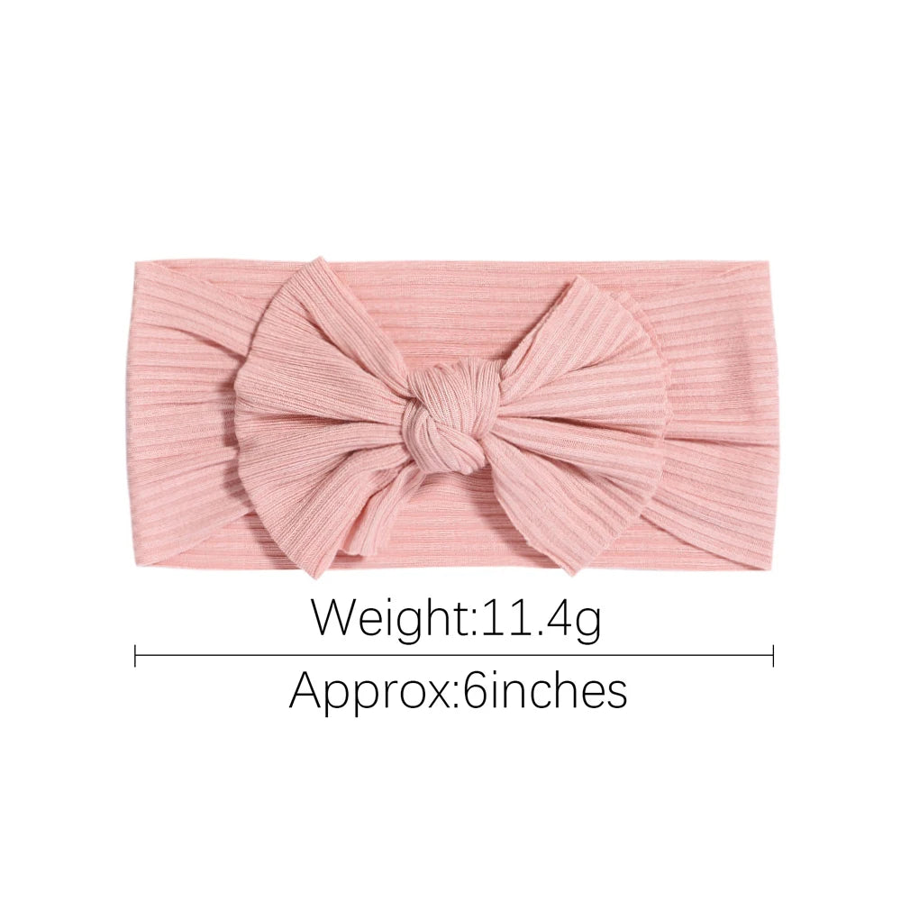 48-Color Soft Nylon Baby Headbands for Girls - Elastic Knit Turban Bows Hair Accessories for Newborns