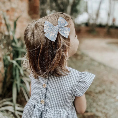 Vintage Floral Bow Hair Clips for Kids - Charming Embroidered Baby Accessories