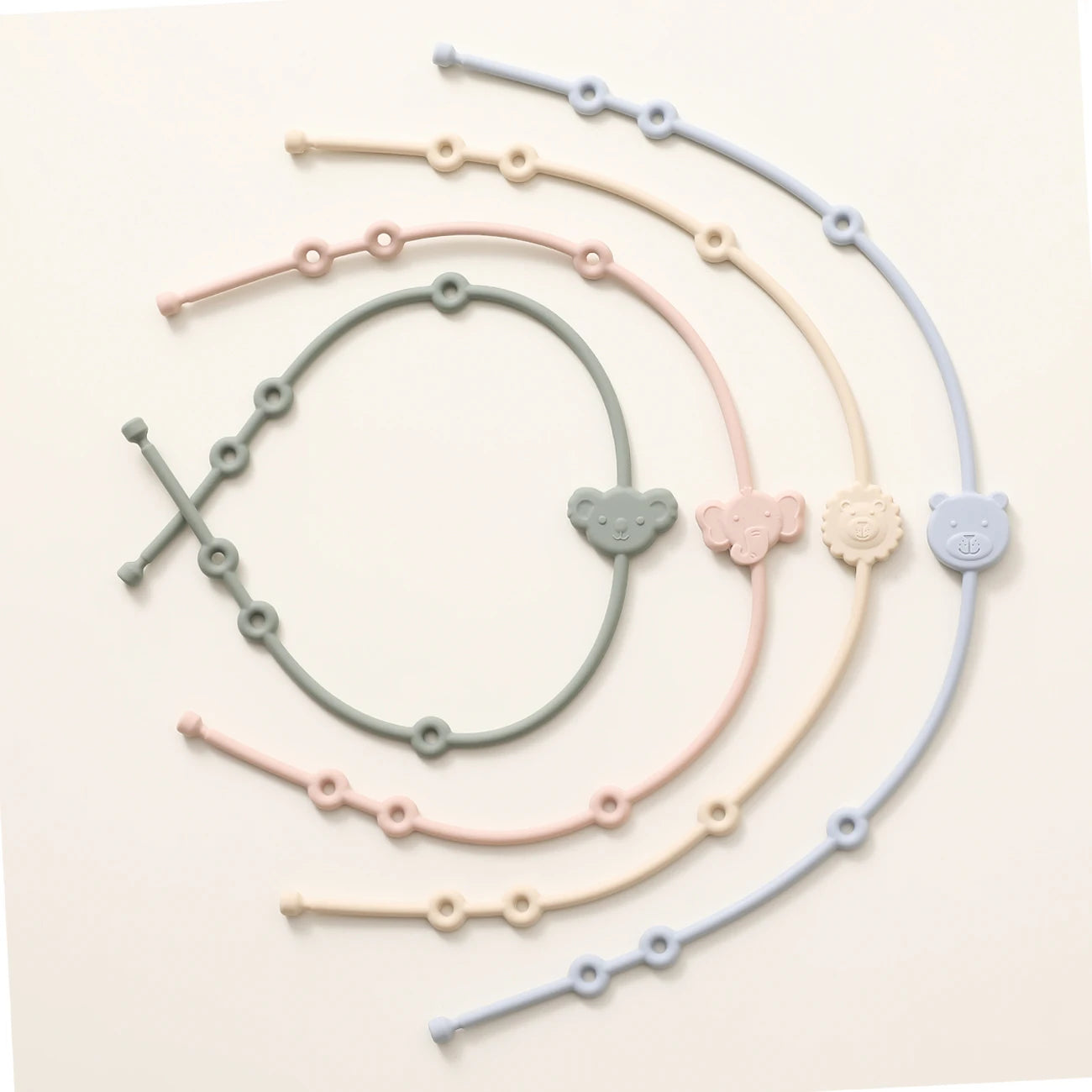 6-Pack Adorable Safari-Themed Silicone Pacifier Clips for Babies – Adjustable and Secure Anti-Lost Straps for Strollers and High Chairs