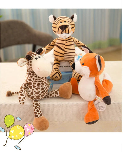25CM Adorable Jungle Plush Dolls - Kawaii Lion, Elephant, and Monkey Stuffed Animal Toys for Kids and Babies