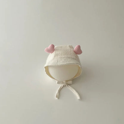 Adorable Beige Beanie Baby Hat for Autumn - Lace Cartoon Ear Toddler Accessories for Boys & Girls (0-12 Months)