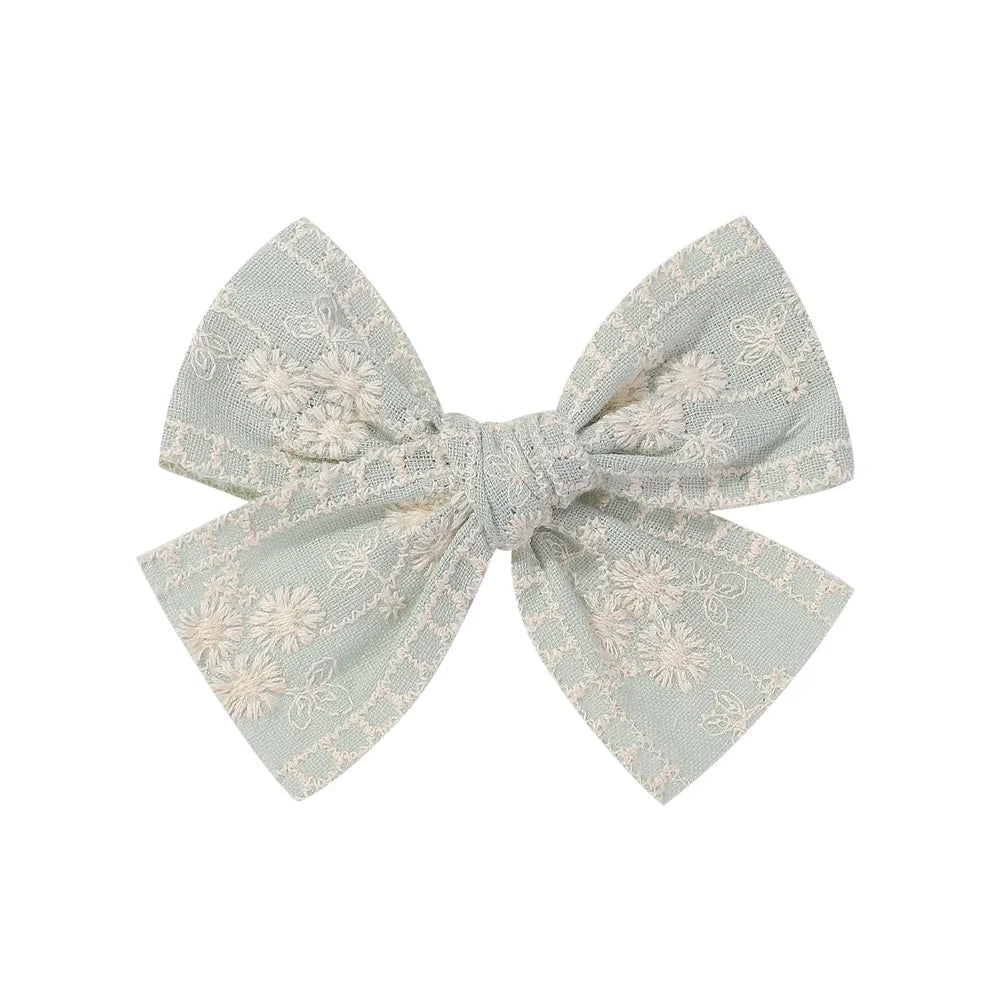 Vintage Floral Bow Hair Clips for Kids - Charming Embroidered Baby Accessories
