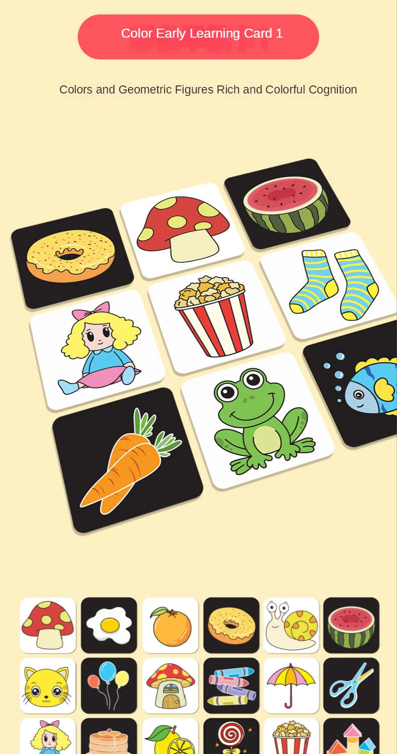High Contrast Black and White Baby Stimulation Cards for Early Cognitive Development