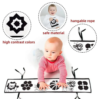 Montessori Baby Soft Cloth Book - High Contrast Black & White Animal Toys for Newborns, Early Education, and Crib Play