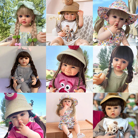 55cm Waterproof Reborn Baby Doll with Curly Hair - Silicone Bath Toy for Children